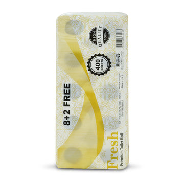 مناديل تواليت فريش بريميوم 400 ورقة | حزمة من 10 رولز