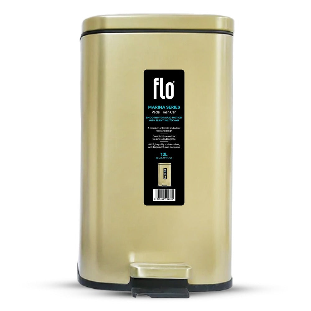 FLO DUSTBIN - MARINA CHAMPAGNE GOLD 12L