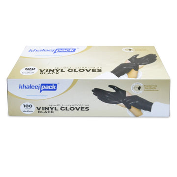 Black Vinyl Gloves Powder Free Medium