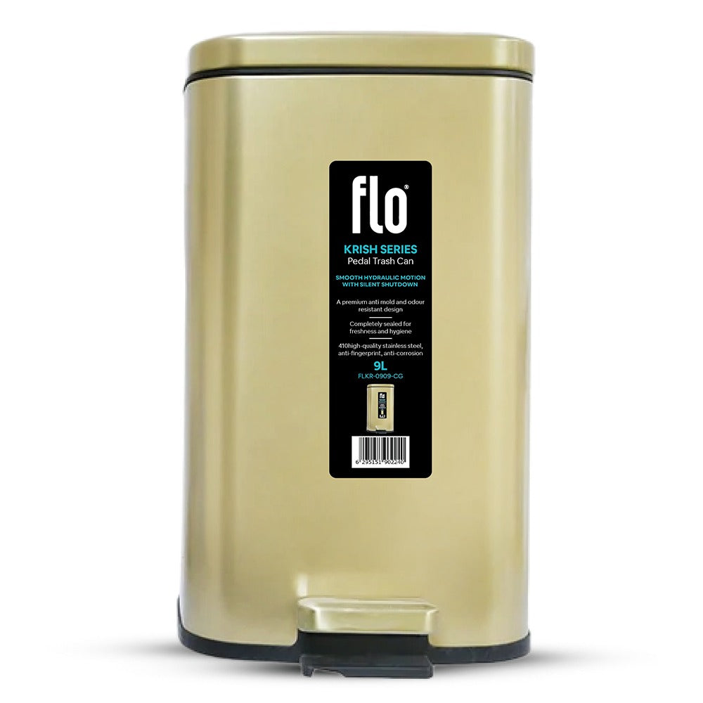 FLO S.S DUSTBIN - KRISH CHAMPAGNE GOLD 9L