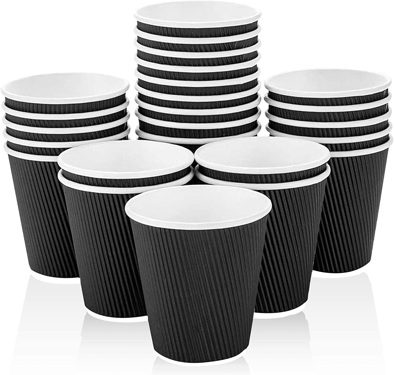Black Straight Ripple Cup 8OZ | Pack of 25