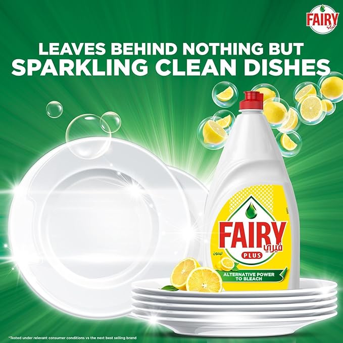 Fairy Plus Lemon Dishwashing Liquid Soap Pack of 6, 6 x 600ml