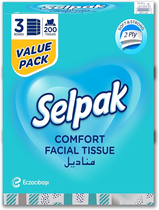 Selpak Facial Tissue Pack of 3 200 sheets 2 Ply