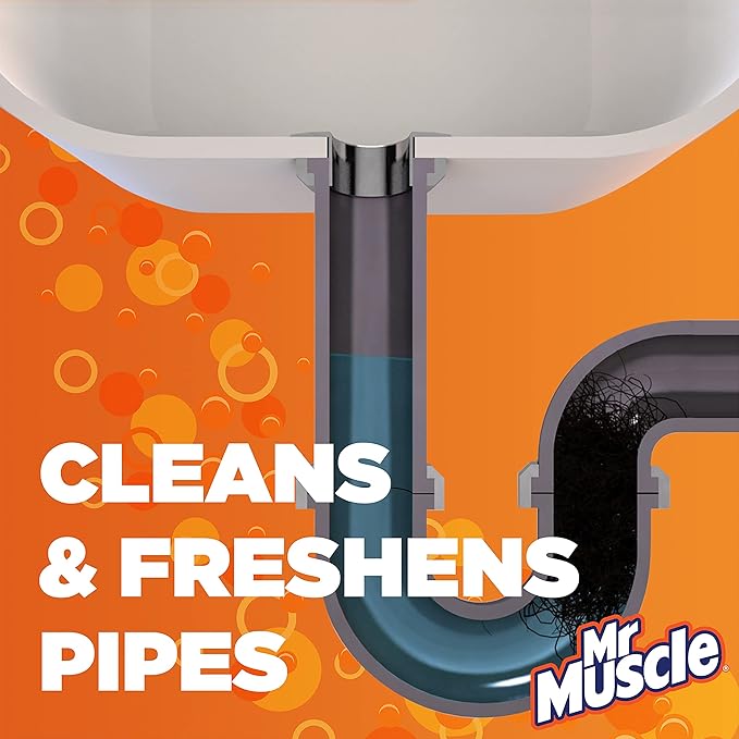 Mr Muscle Power Cleaning Bundle: Heavy Duty Drain Gel (1L) Drain Foamer (500ml), Fast-Acting