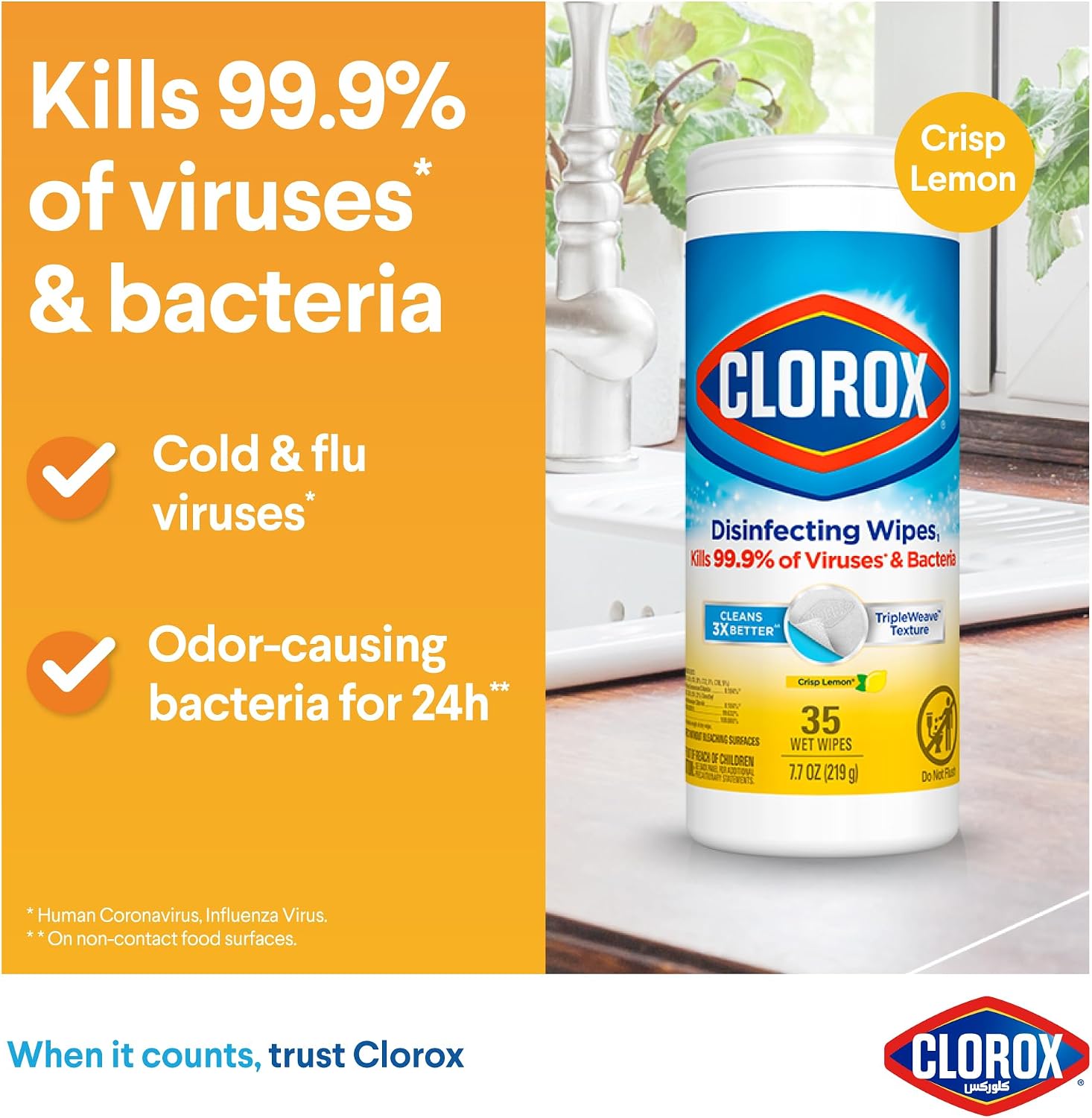 Clorox Disinfecting Wipes 35s Crisp Lemon