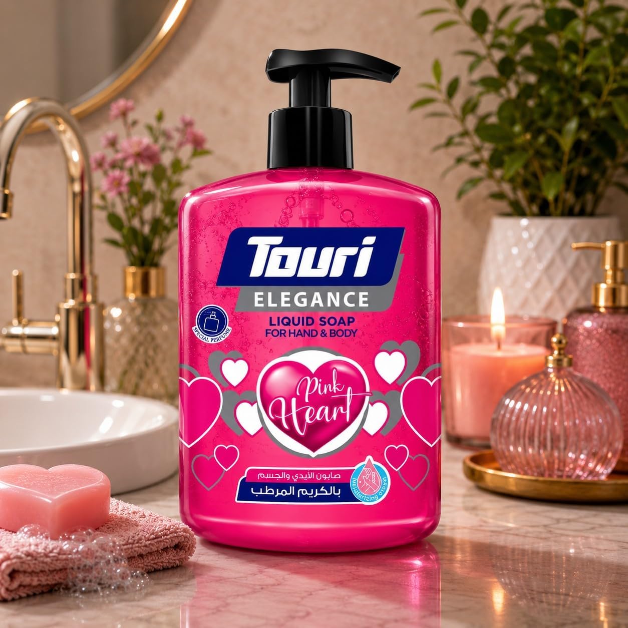Touri Liquid Hand Soap 500 ml (ELEGANCE) Pink heart