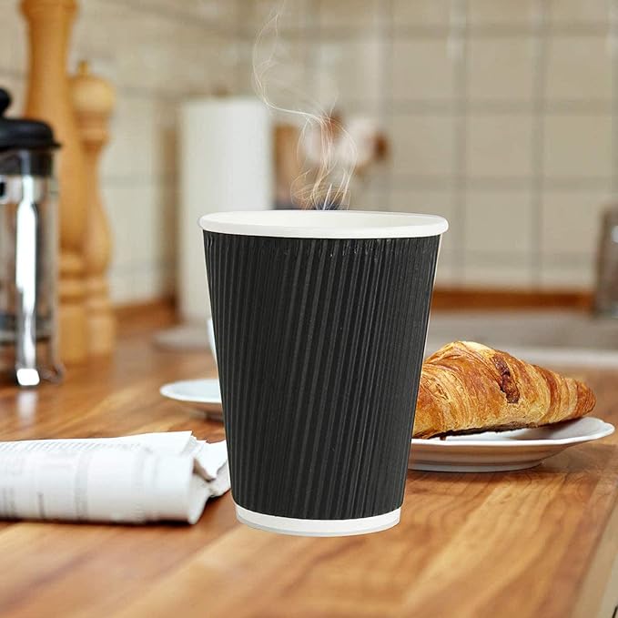 Black Straight Ripple Cup 8OZ | Pack of 500