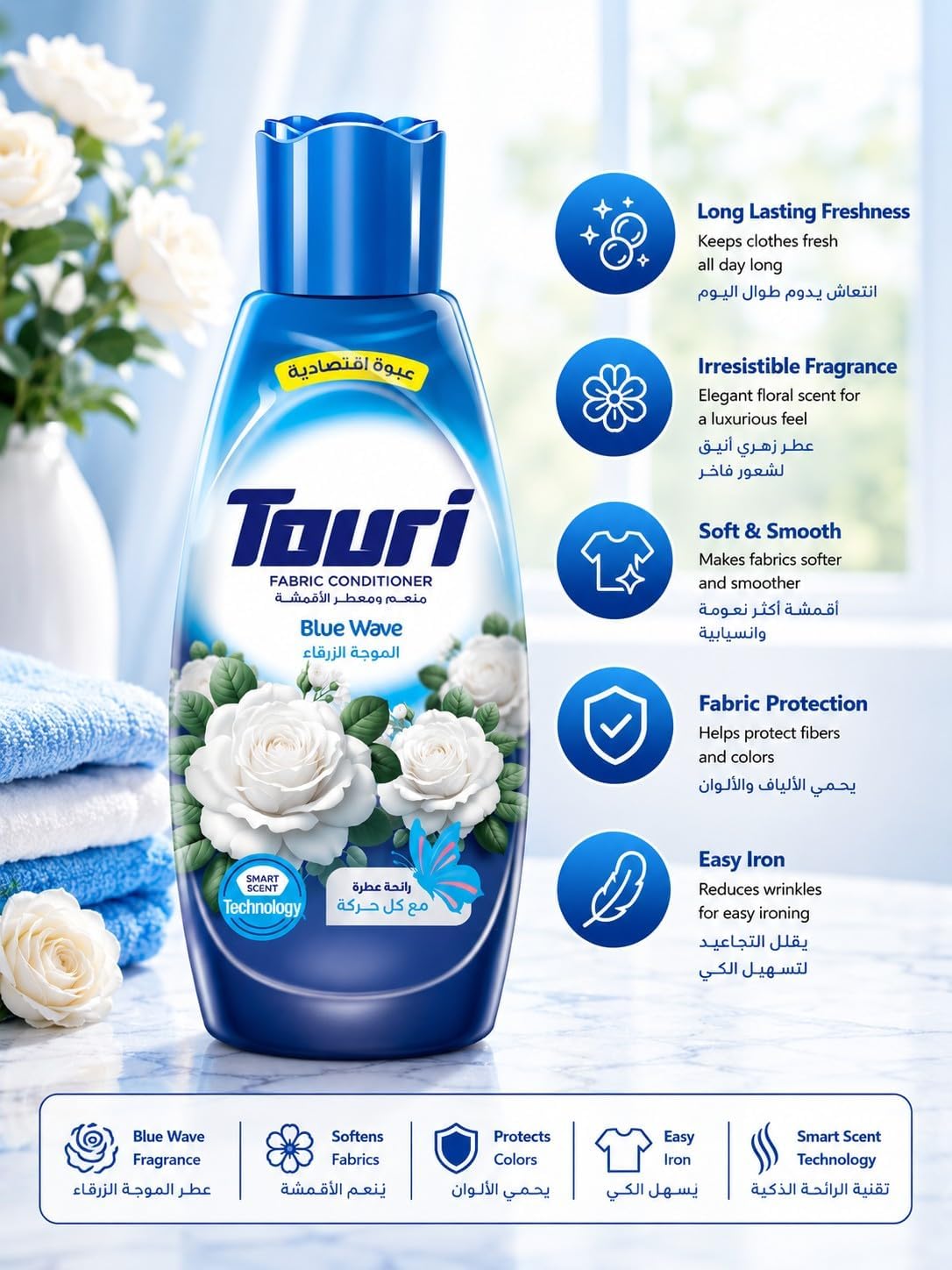Touri  Fabric Softener 1500 ml - Blue Wave Freshner