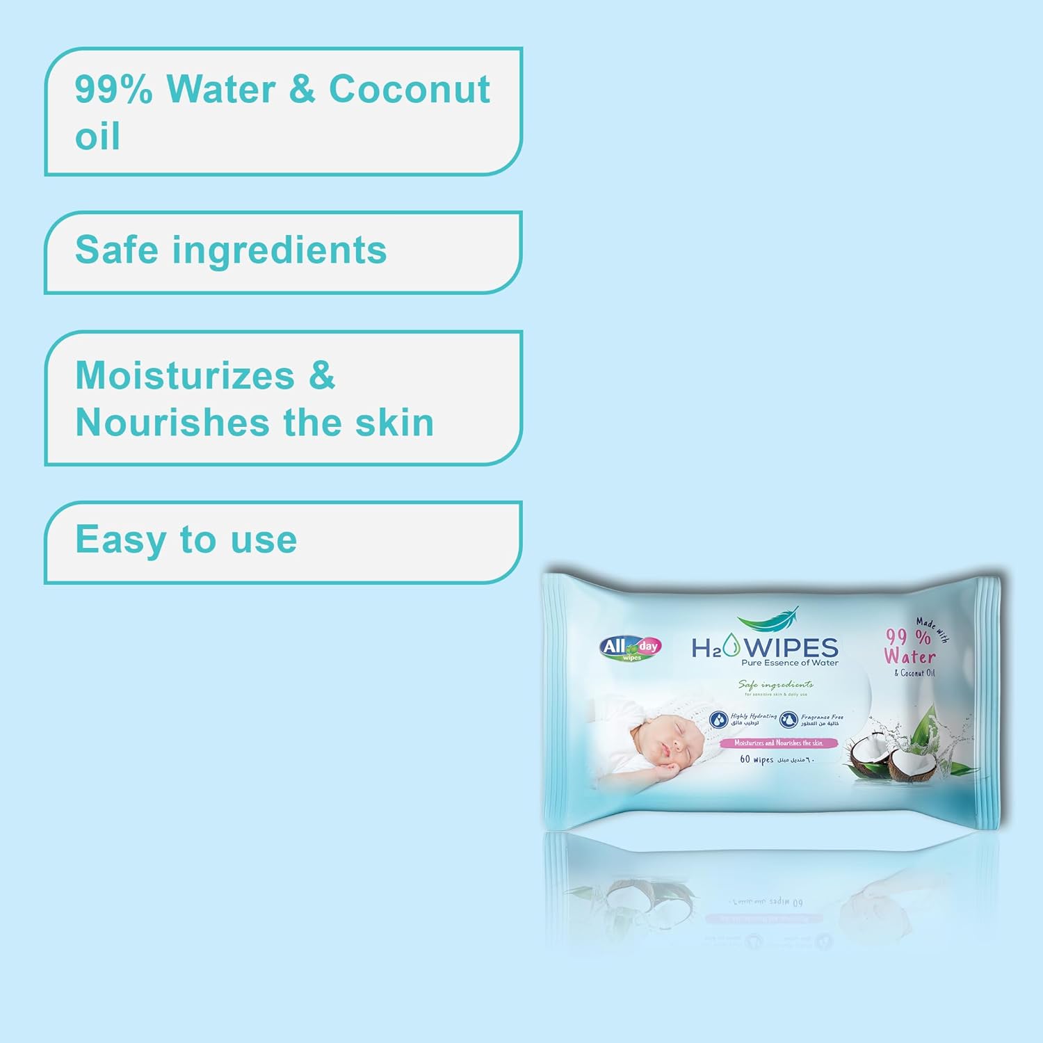 All Day Baby Water Wipes 60 Pcs