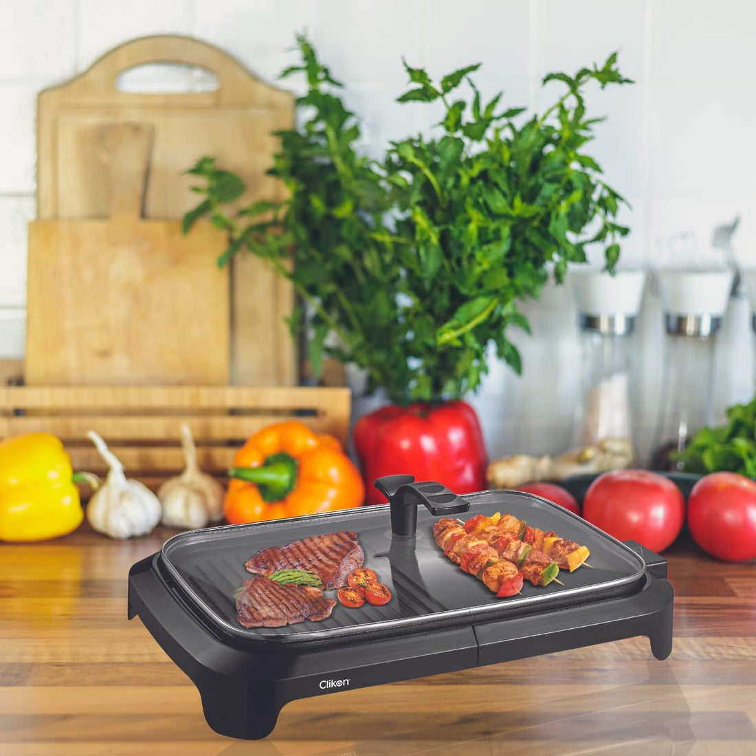 شواية كليكون المفتوحة مع غطاء زجاجي بقوة 1600 واط