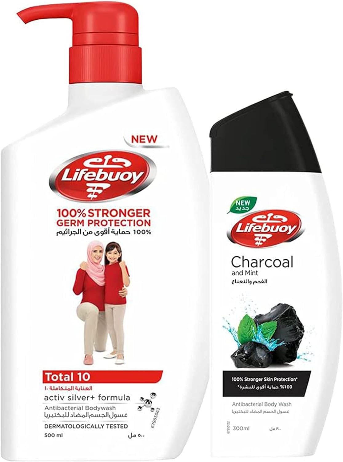 Lifebouy Body Wash Total 10 + Charcoal 500Ml+280Ml