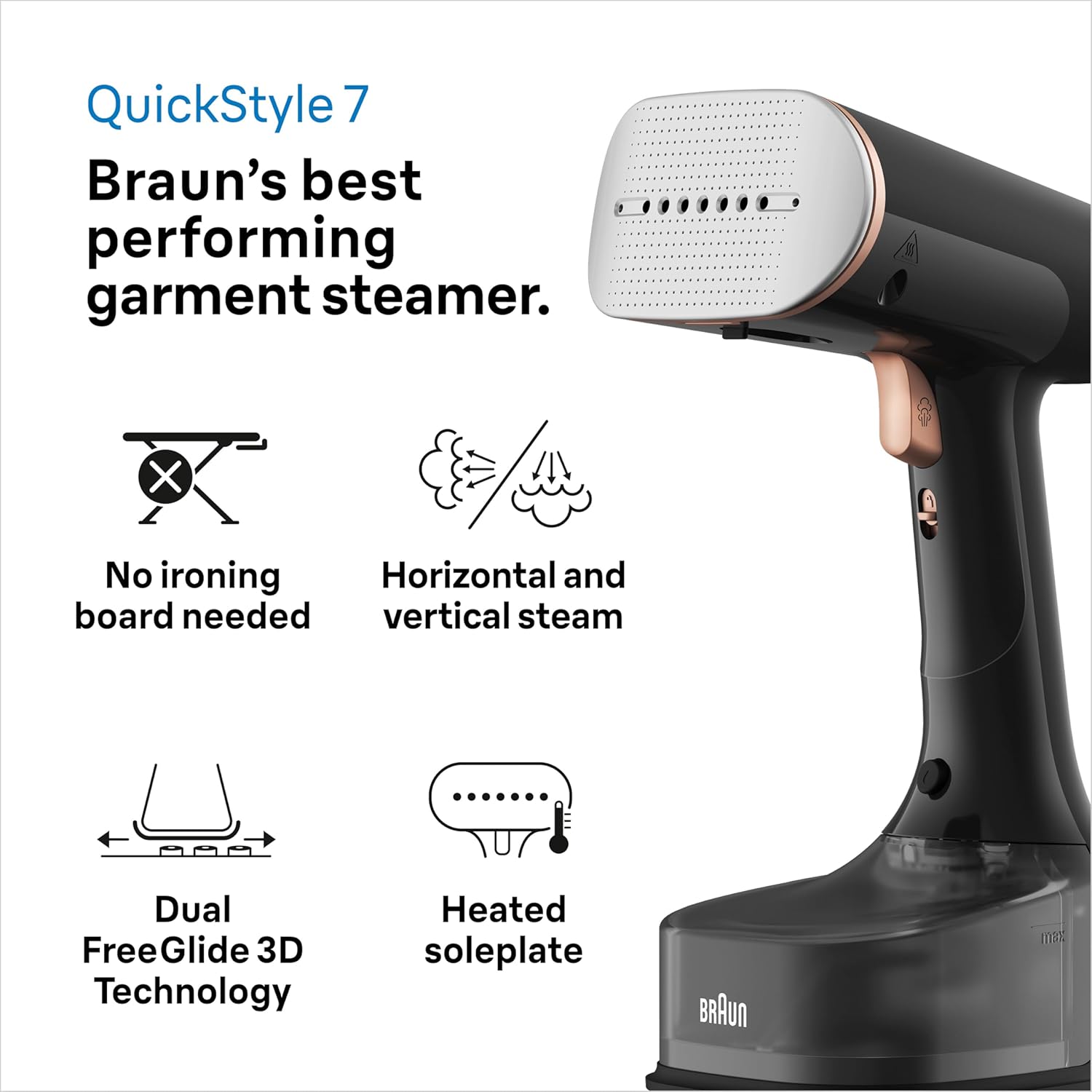 Braun Garment Steamer GS 7077 steam 35gm/min 1600 Watts.