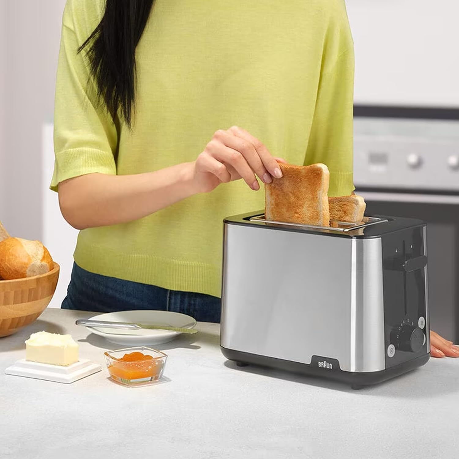 Braun Stainless Steel, PurShine Toaster, 900 Watts, 8 brown settings