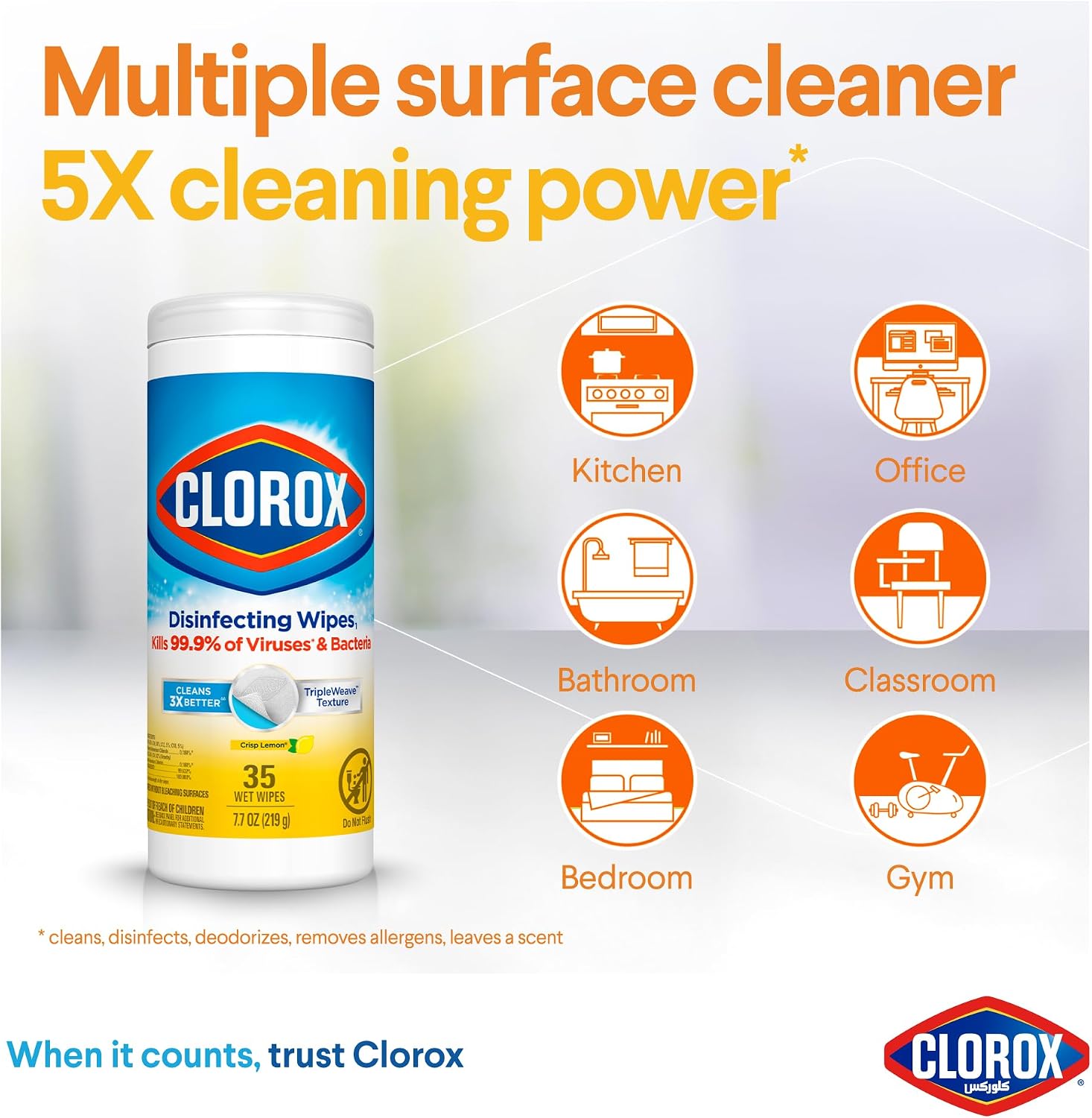 Clorox Disinfecting Wipes 35s Crisp Lemon