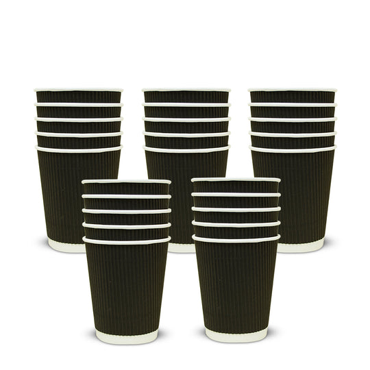 Black Straight Ripple Cup 8OZ | Pack of 500