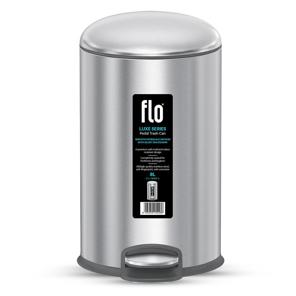 FLO S.S DUSTBIN - LUXE  MATT STEEL 8L