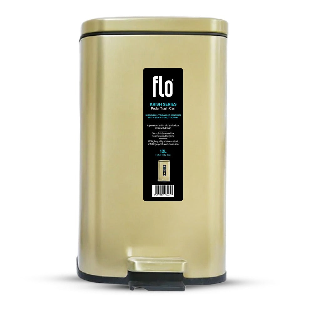 FLO S.S DUSTBIN - KRISH CHAMPAGNE GOLD 12L
