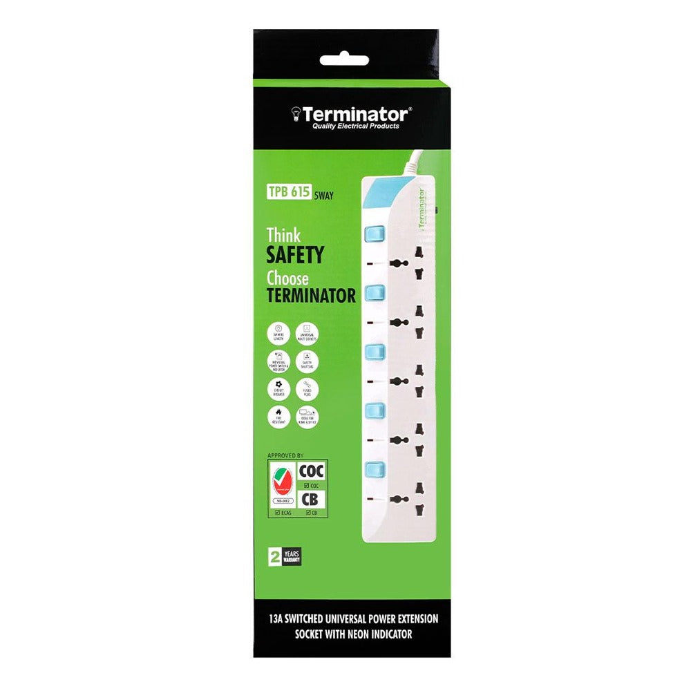 Terminator 5 Way Extension Socket 3M Cable