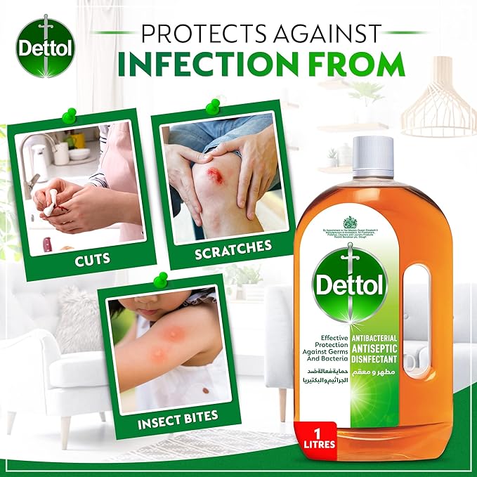 Dettol Antiseptic Antibacterial Disinfectant 1ltr Pack of 2