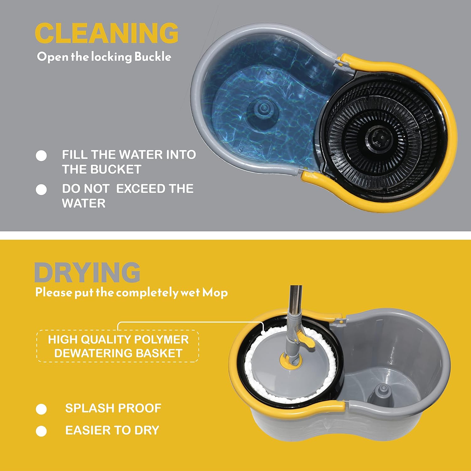 Elegant Spin Mop Grey