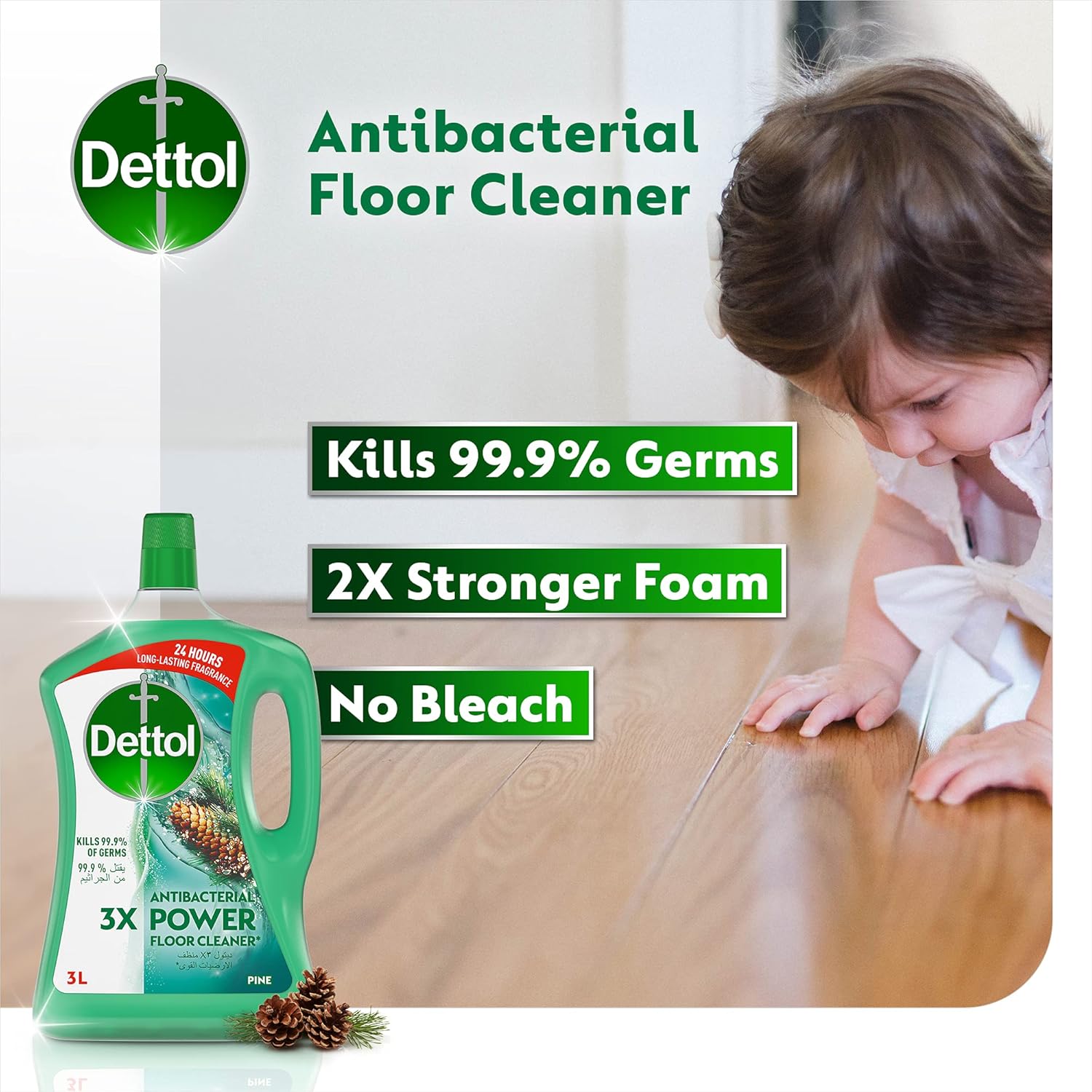 Dettol Multipurpose Floor Cleaner 3L Pine-Pack of 4