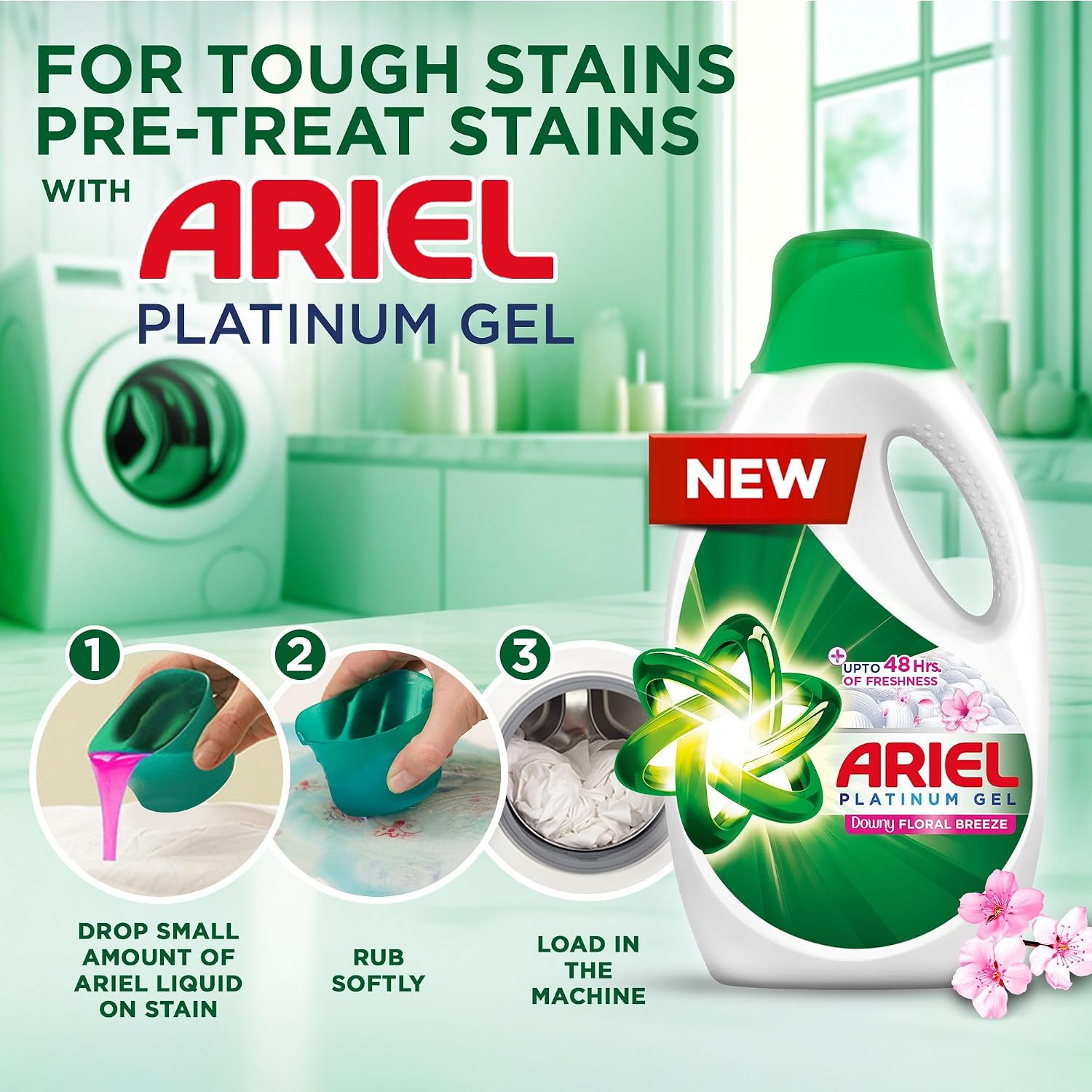 Ariel Laundry Gel 1.8L Downy Floral Breeze (Twin Pack)