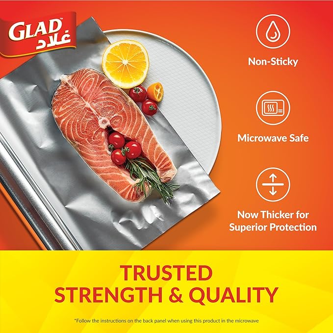 رقائق ألومنيوم جلاد 200 قدم مربع (30 سم × 61.9 م)