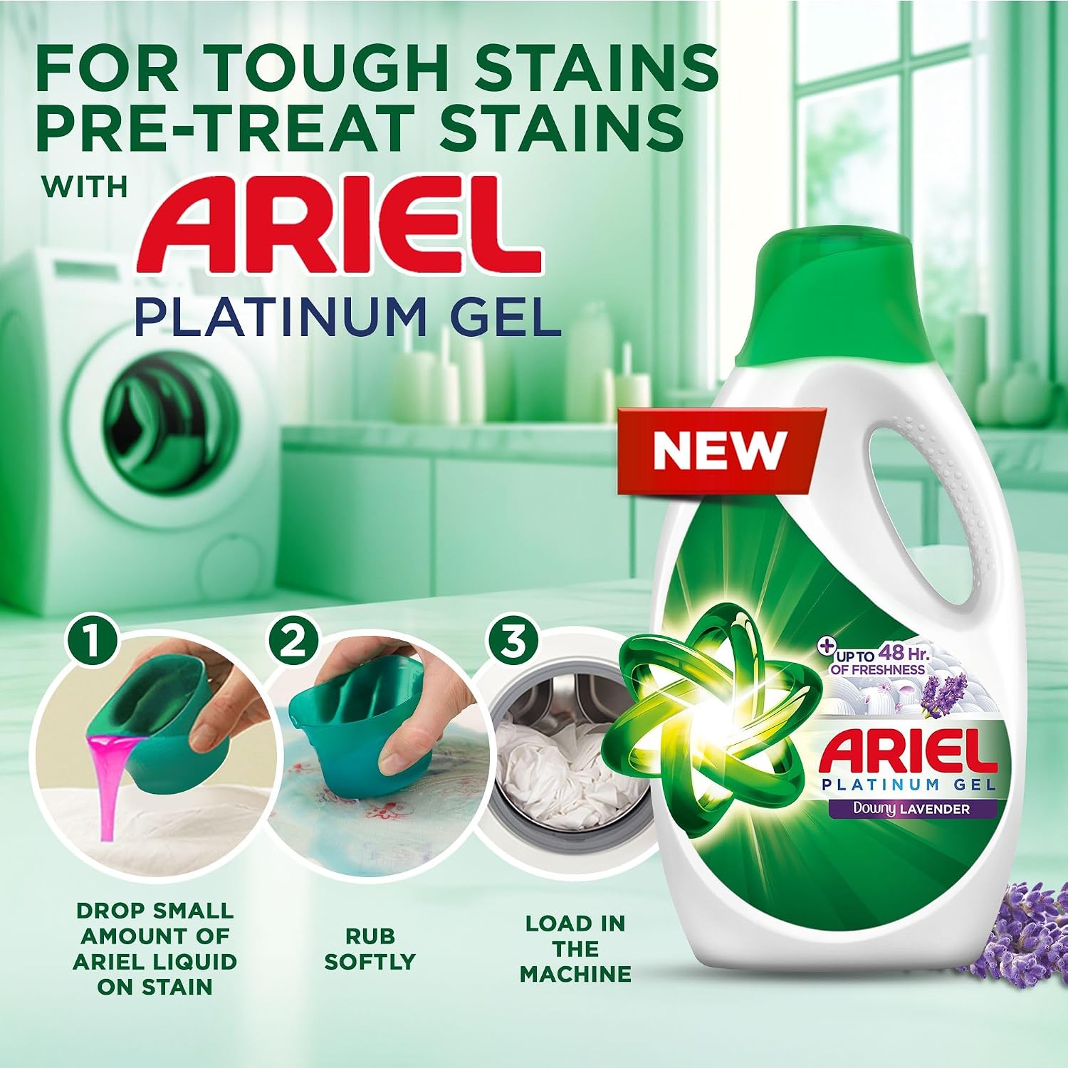 Ariel Laundry Gel 1.8L Lavender   |   Pack of 4