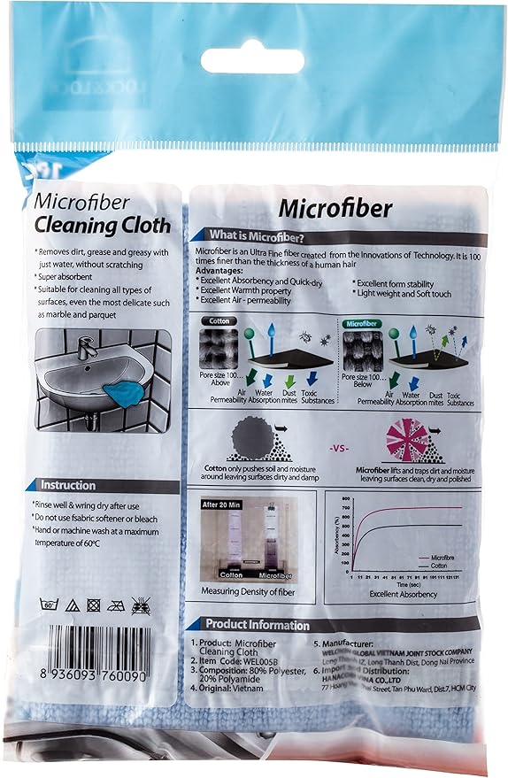 L&L Microfiber Cleaning Cloth 32X32cm Blue