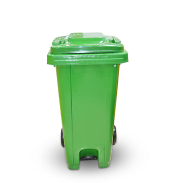 120L Plastic Dustbin with Pedal and Wheels GREEN