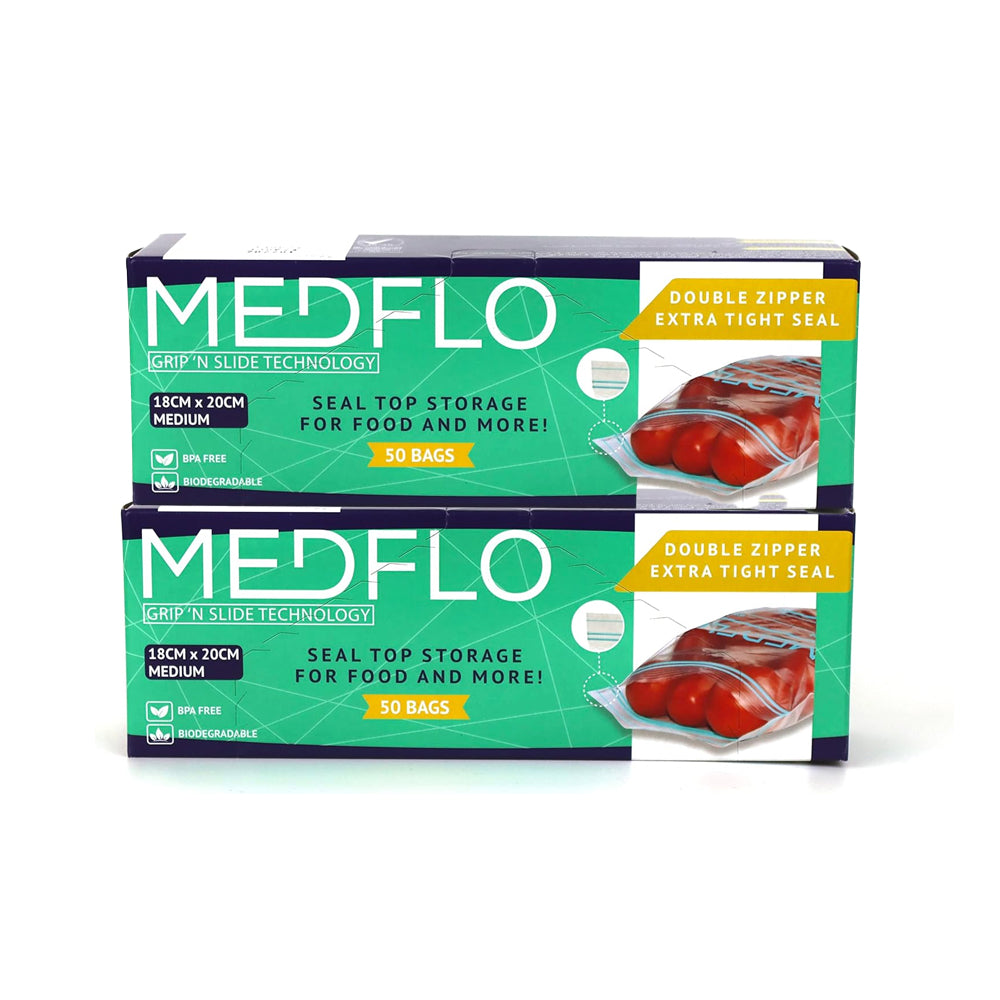 MedFlo Double Zipper Bag 18X20cm Medium ( 50 + 50 ) Bags