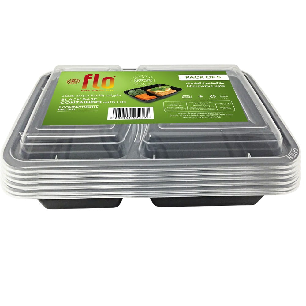 0002 Compartment Black  Base MC with lid-Pack of 5