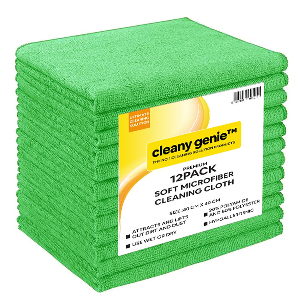 CLEANY GENIE Microfiber Cloth Green Pack of 12