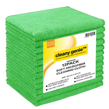 CLEANY GENIE Microfiber Cloth Green Pack of 12