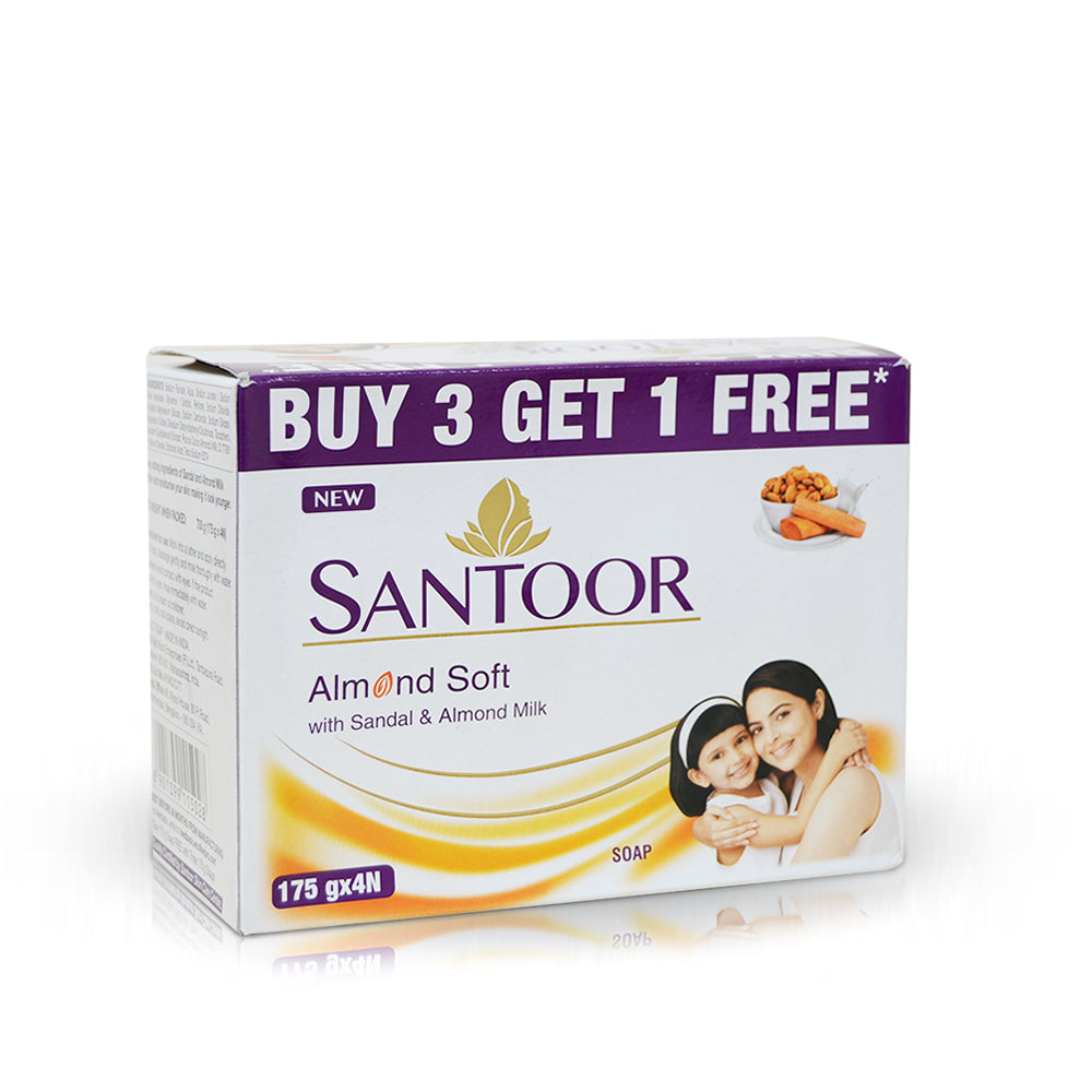 Santoor Soap Almond Soft 175gm (4 pcs)