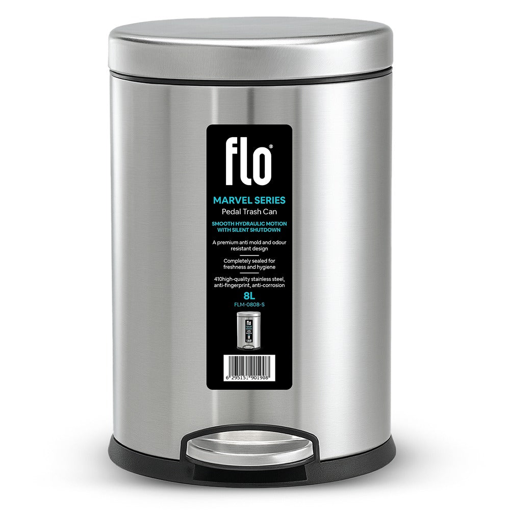 FLO DUSTBIN - MARVEL MATT STEEL 8L