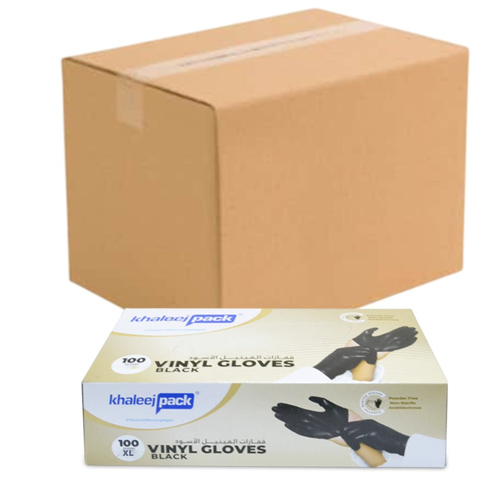 Black Vinyl Gloves Powder Free [XL]   |   Pack of 10