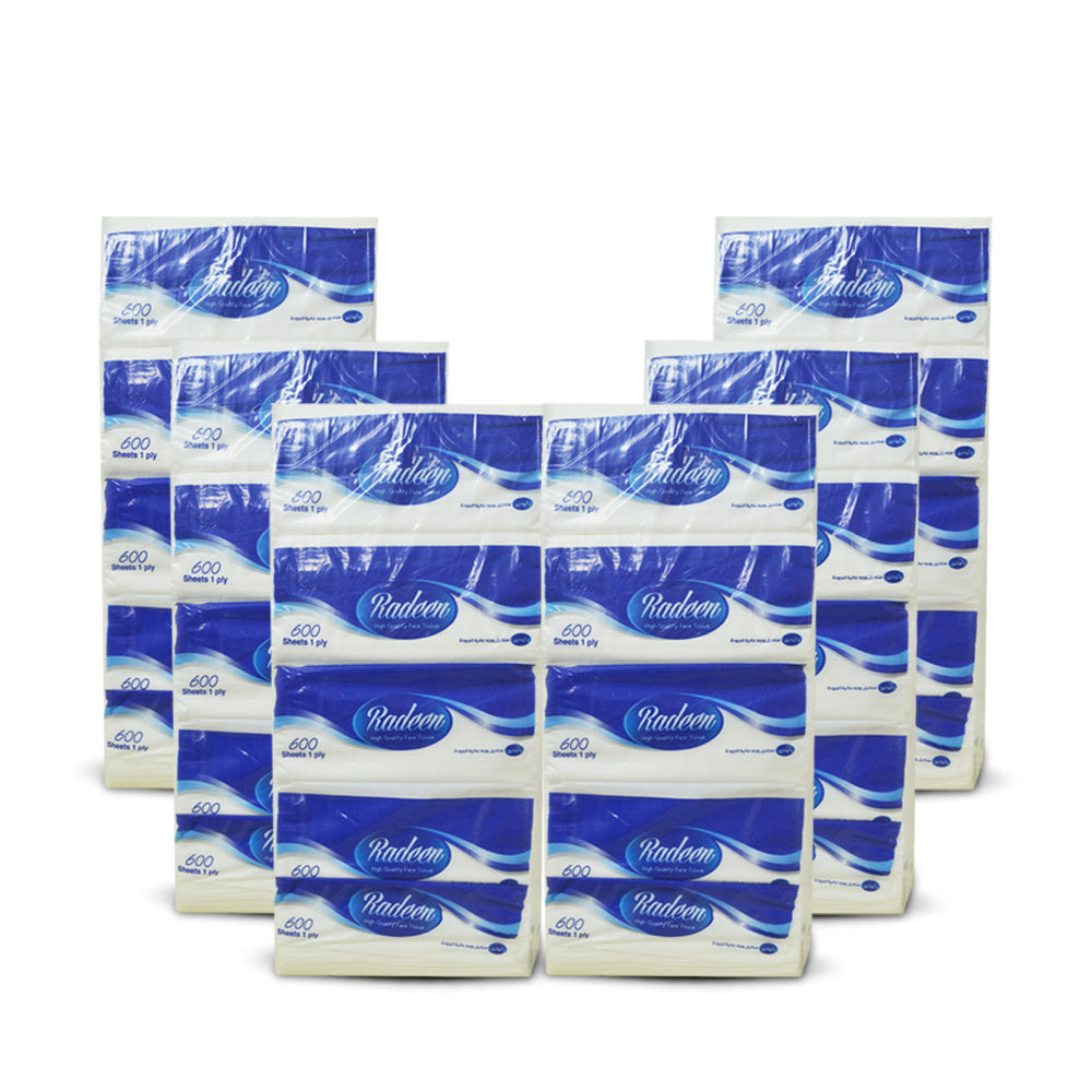 Radeen  Facial Tissue 600 Sheets 1 Ply-Pack of 30