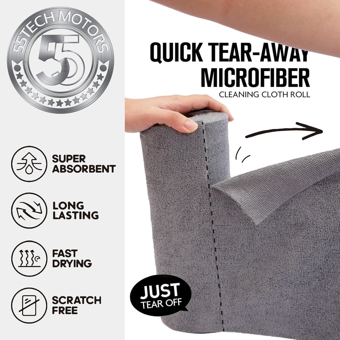 CLEANY GENIE Microfiber Cloth Tear A Towel - GREY