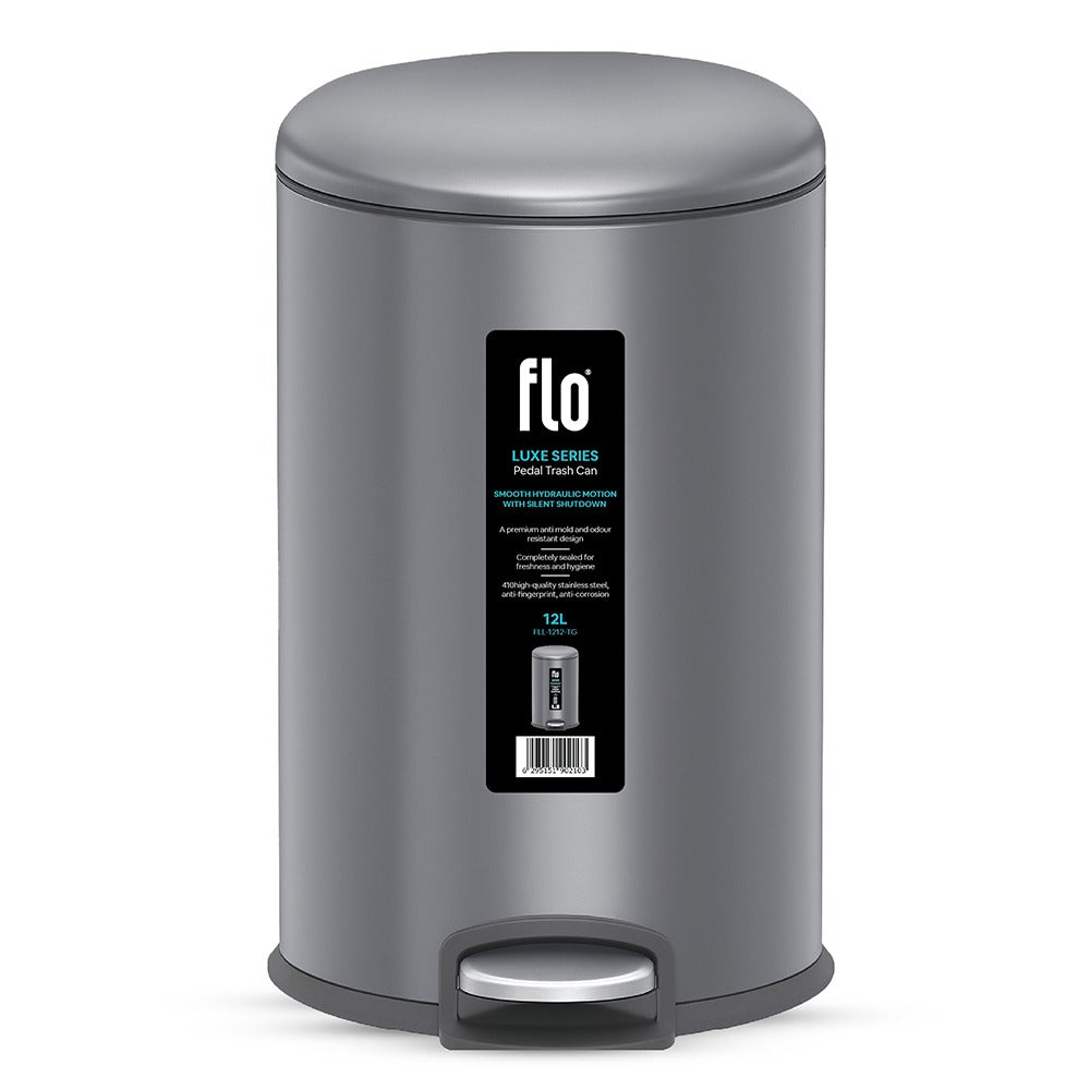 FLO S.S DUSTBIN - LUXE  TITANIUM GRAY 12L