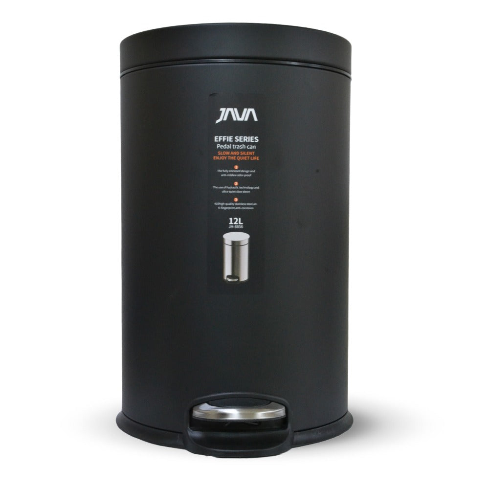 سلة مهملات 12 لترًا، لون أسود، طراز JH8856