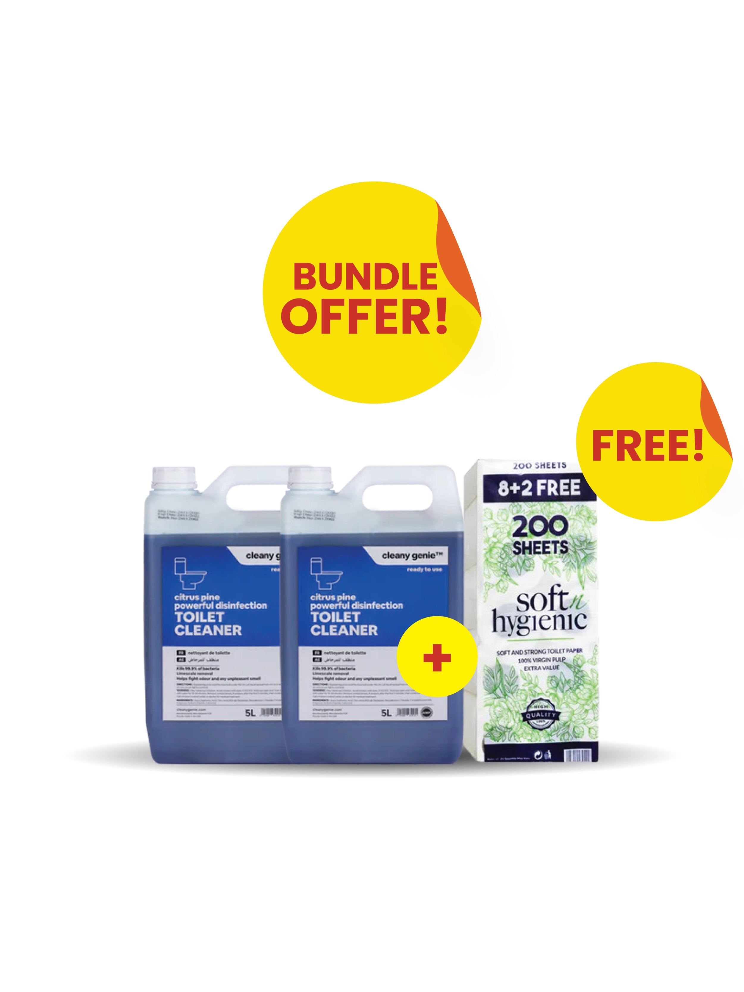 Buy 2 M20 Toilet Cleaner Citrus Pine 5L+ SNH Toilet Roll 200 Sheets | Pack of 10 Rolls  Free