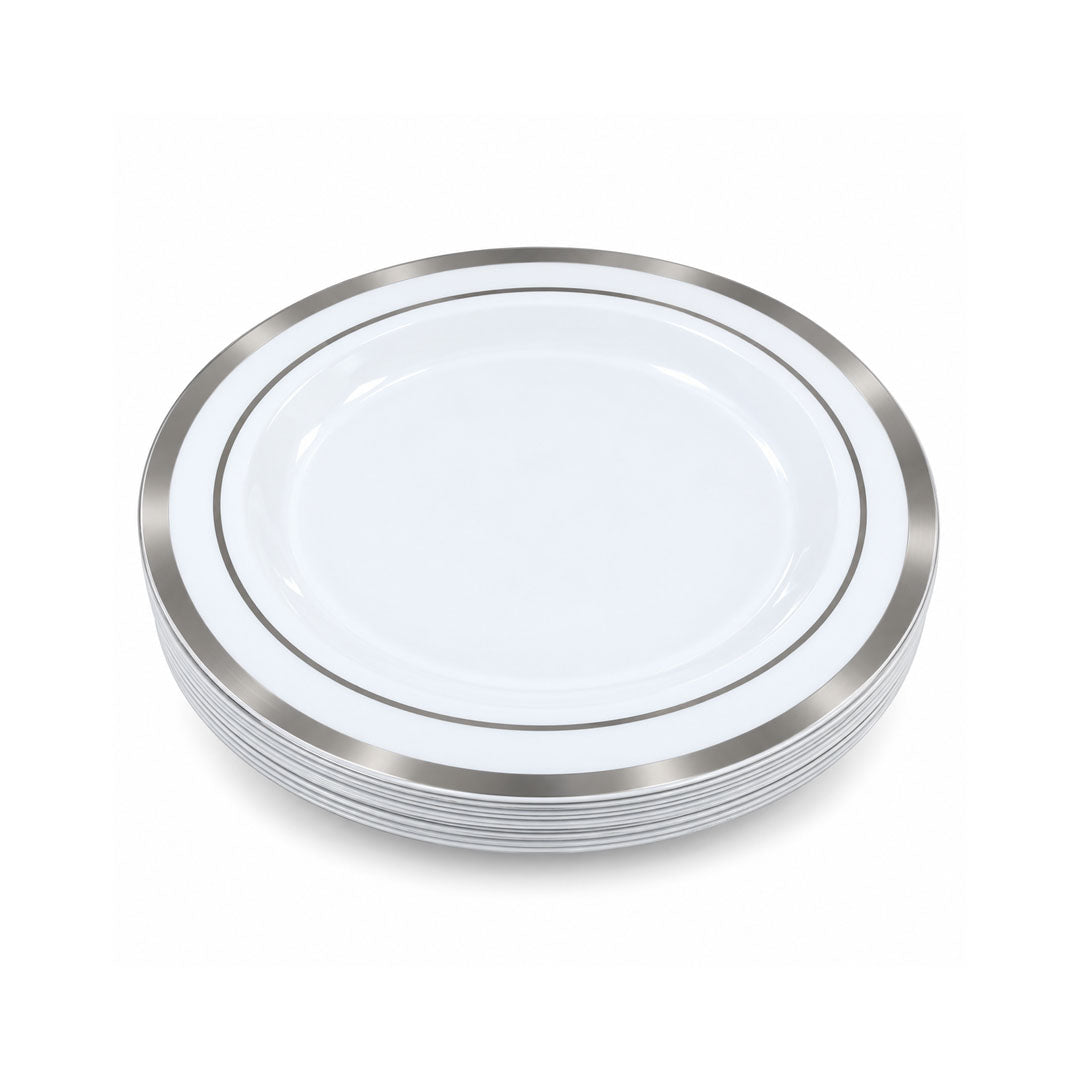 DISP. PLATE W/SILVER RIM 7"  12PCS
