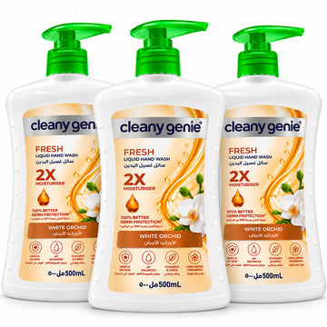 Cleany Genie Liquid Hand wash 500ml Fresh White Orchid Pack of 3