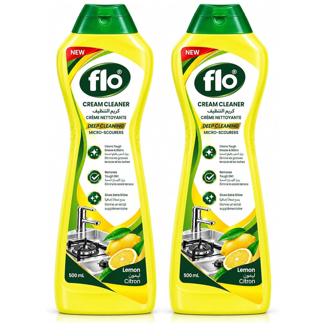 FLO Cream Cleaner Lemon 500ml (Twin Pack)