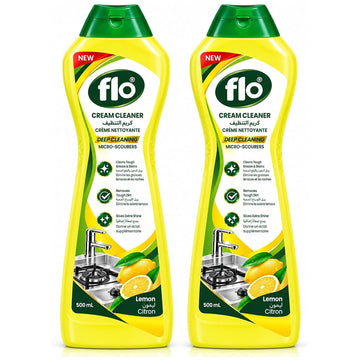 FLO Cream Cleaner Lemon 500ml (Twin Pack)