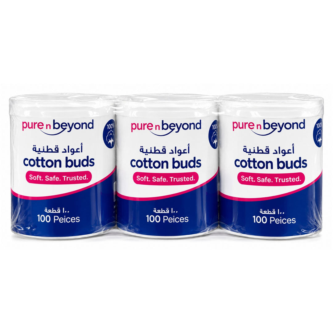 Pure n Beyond Cotton Buds 100pcs R-Pack of 3