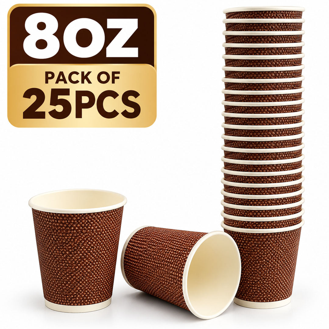 Red Check Ripple Paper Cup 8OZ-Pack of 25