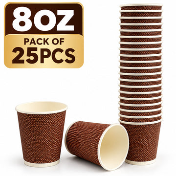 Red Check Ripple Paper Cup 8OZ-Pack of 25