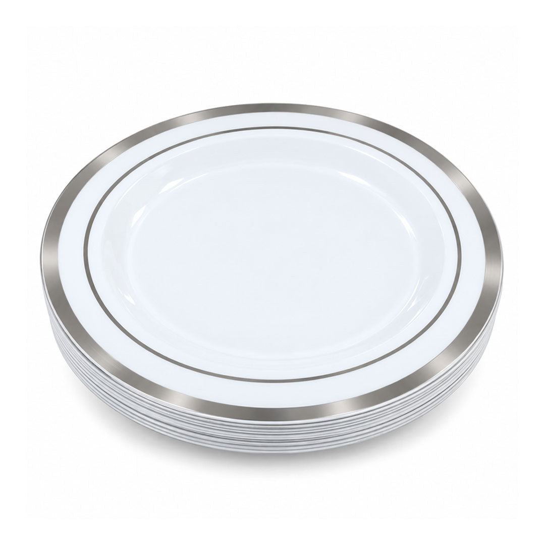 DISP. PLATE W/SILVER RIM 9" 12PCS